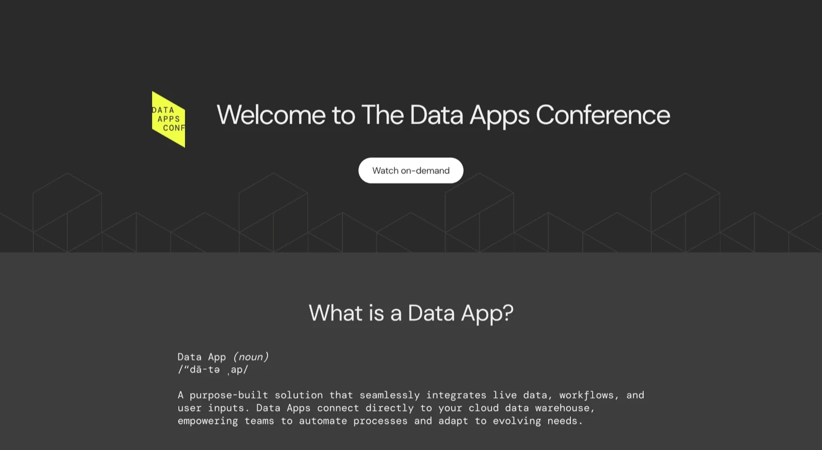 Sigma Data Apps Conference launch page